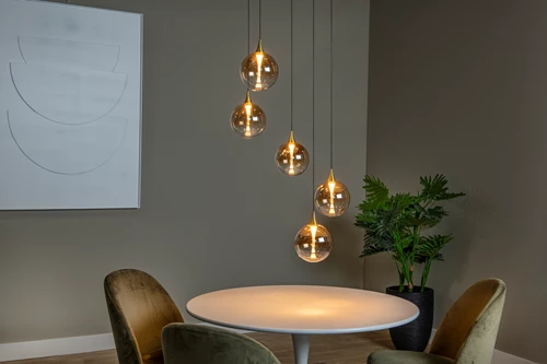 Lucide GISELA - Suspension - Ø 48 cm - LED Dim. - 5x3,8W 2700K - Ambre | Premium - ambiance 1